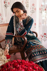 MAHNUR - 3PC LAWN LASERWORK EMBROIDERED SHIRT WITH KHADDI NET EMBROIDERED DUPATTA AND TROUSER - HZG2746