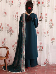 MAHNUR - 3PC LAWN LASERWORK EMBROIDERED SHIRT WITH KHADDI NET EMBROIDERED DUPATTA AND TROUSER - HZG2746