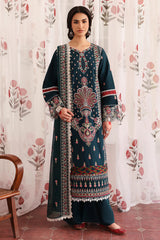 MAHNUR - 3PC LAWN LASERWORK EMBROIDERED SHIRT WITH KHADDI NET EMBROIDERED DUPATTA AND TROUSER - HZG2746