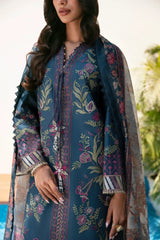 ETHNC - 3PC LAWN EMBROIDERED SHIRT WITH MANAAR PRINTED DUPATTA AND TROUSER - HZG2996