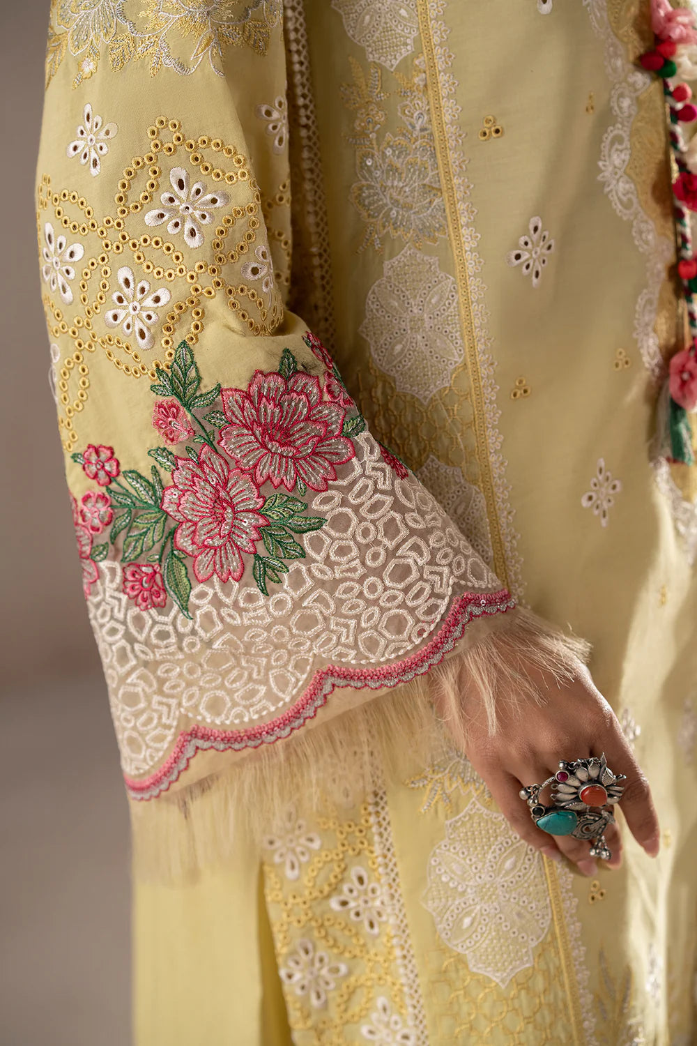 ETHNIC - 3PC LAWN EMBROIDERED SHIRT WITH CHIFFON PRINTED DUPATTA  AND TROUSER - HZG2212