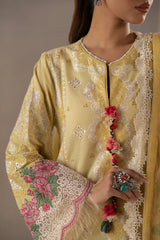 ETHNIC - 3PC LAWN EMBROIDERED SHIRT WITH CHIFFON PRINTED DUPATTA  AND TROUSER - HZG2212