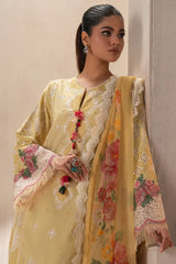 ETHNIC - 3PC LAWN EMBROIDERED SHIRT WITH CHIFFON PRINTED DUPATTA  AND TROUSER - HZG2212