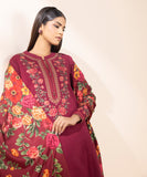 SAPPHIRE - 3PC DHANAK EMBROIDERED SHIRT WITH TWILL PRINTED SHAWL AND TROUSER - HZG2012