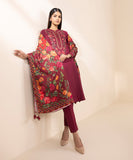 SAPPHIRE - 3PC DHANAK EMBROIDERED SHIRT WITH TWILL PRINTED SHAWL AND TROUSER - HZG2012