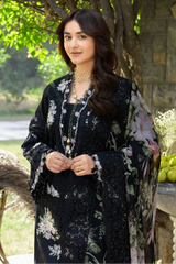 ELAF - 3PC LAWN CHIKANKAARI EMBROIDERED SHIRT WITH CHIFFON PRINTED DUPATTA AND TROUSER - HZG2829