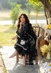 ELAF - 3PC LAWN CHIKANKAARI EMBROIDERED SHIRT WITH CHIFFON PRINTED DUPATTA AND TROUSER - HZG2829