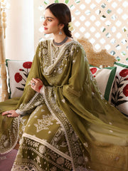 MAHNUR - 3PC LAWN EMBROIDERED SHIRT WITH LAWN EMBROIDERED DUPATTA AND TROUSER - HZG2227