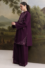 ZARA SHAHJAHAN - 3PC DHANAK EMBROIDERED SHIRT DHANAK EMBROIDERED SHAWL AND TROUSER - HZG3163