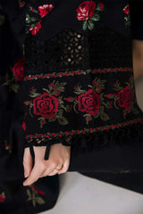 JAZMIN - 3PC DHANAK EMBROIDERED SHIRT WITH TWILL PRINTED SHAWL AND TROUSER - HZG2407