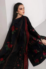 JAZMIN - 3PC DHANAK EMBROIDERED SHIRT WITH TWILL PRINTED SHAWL AND TROUSER - HZG2407