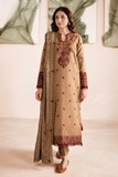 FLORENT - 3PC DHANAK EMBROIDERED SHIRT WITH DHANAK EMBROIDERED SHAWL AND TROUSER - HZG2007