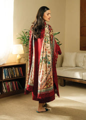 BAROQUE - 3PC DHANAK EMBROIDERED SHIRT WITH TWILL PRINTED SHAWL AND TROUSER - HZG2402