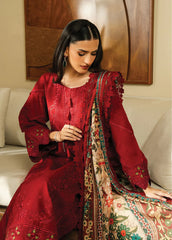 BAROQUE - 3PC DHANAK EMBROIDERED SHIRT WITH TWILL PRINTED SHAWL AND TROUSER - HZG2402