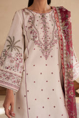 BATIK - 3PC LAWN EMBROIDERED SHIRT WITH MANAAR PRINTED DUPATTA AND TROUSER - HZG3099