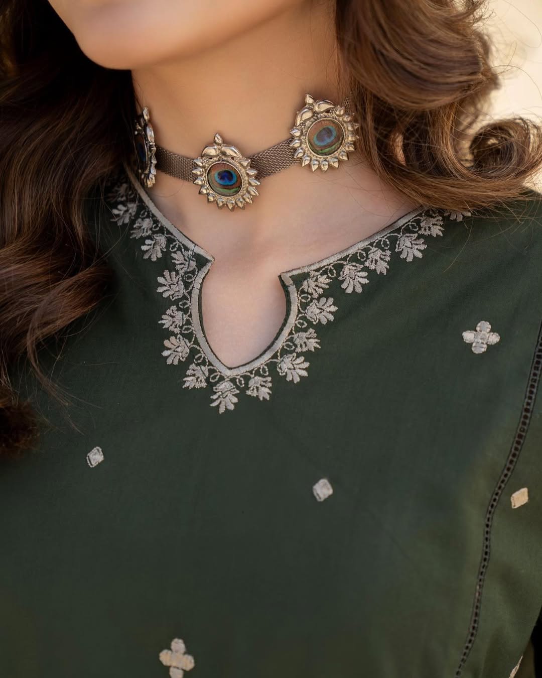 LAZULI - 3PC DHANAK EMBROIDERED SHIRT WITH DHANAK EMBROIDERED DUPATTA AND TROUSER - HZU2425