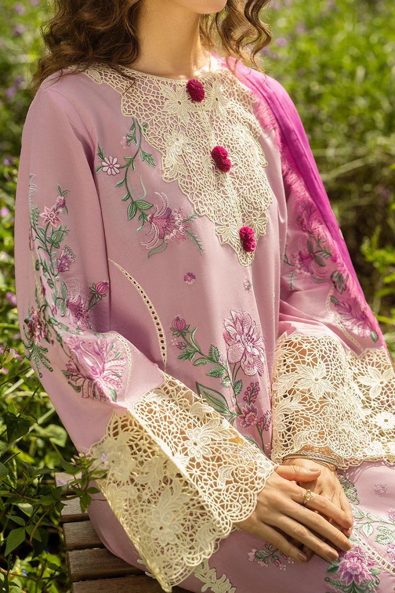 MUSHQ - 3PC LAWN CHIKANKAARI EMBROIDERED SHIRT WITH CHIFFON PRINTED DUPATTA AND TROUSER - HZG2279