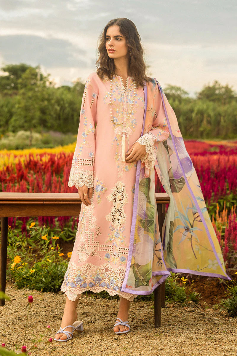 MUSHQ - 3PC LAWN EMBROIDERED SHIRT WITH CHIFFON PRINTED DUPATTA AND TROUSER - HZG2242