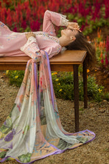 MUSHQ - 3PC LAWN EMBROIDERED SHIRT WITH CHIFFON PRINTED DUPATTA AND TROUSER - HZG2242
