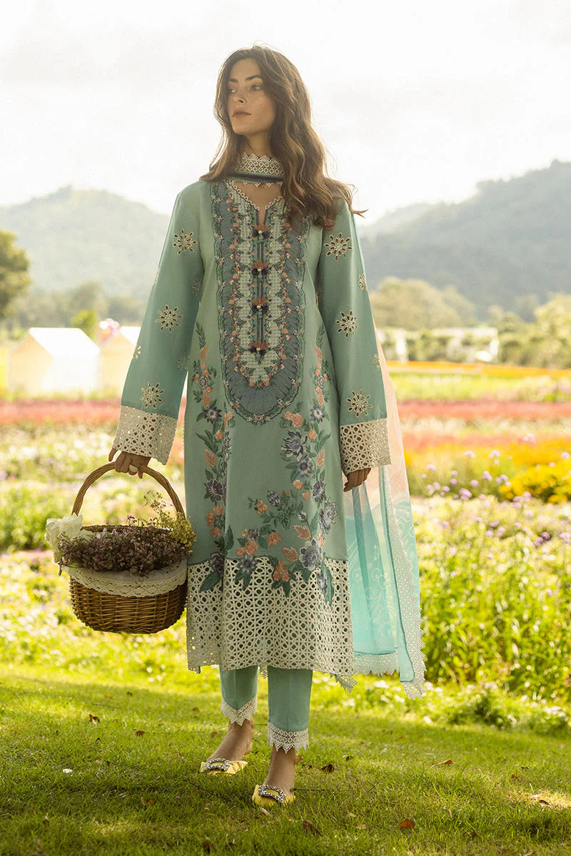 MUSHQ - 3PC LAWN EMBROIDERED SHIRT WITH MANAAR PRINTED DUPATTA  AND TROUSER - HZG2210