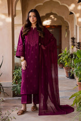 BATIK - 3PC LAWN EMBROIDERED SHIRT WITH CHIFFON EMBROIDERED DUPATTA AND TROUSER - HZG2851