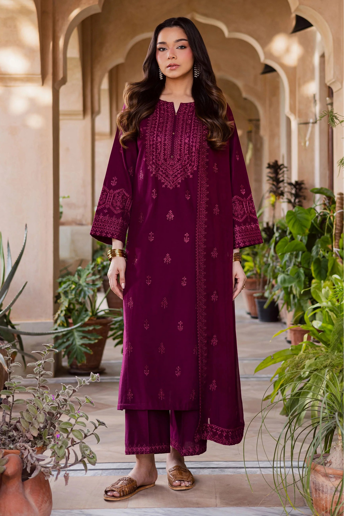 BATIK - 3PC LAWN EMBROIDERED SHIRT WITH CHIFFON EMBROIDERED DUPATTA AND TROUSER - HZG2851