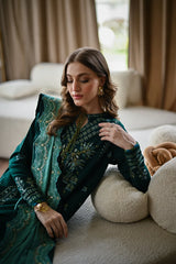 BATIK - 3PC KARANDI EMBROIDERED SHIRT WITH KARANDI EMBROIDERED SHAWL AND TROUSER - HZU2525