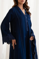 BATIK - 3PC DHANAK EMBROIDERED SHIRT WITH DHANAK EMBROIDERED SHAWL AND TROUSER - HZU2442