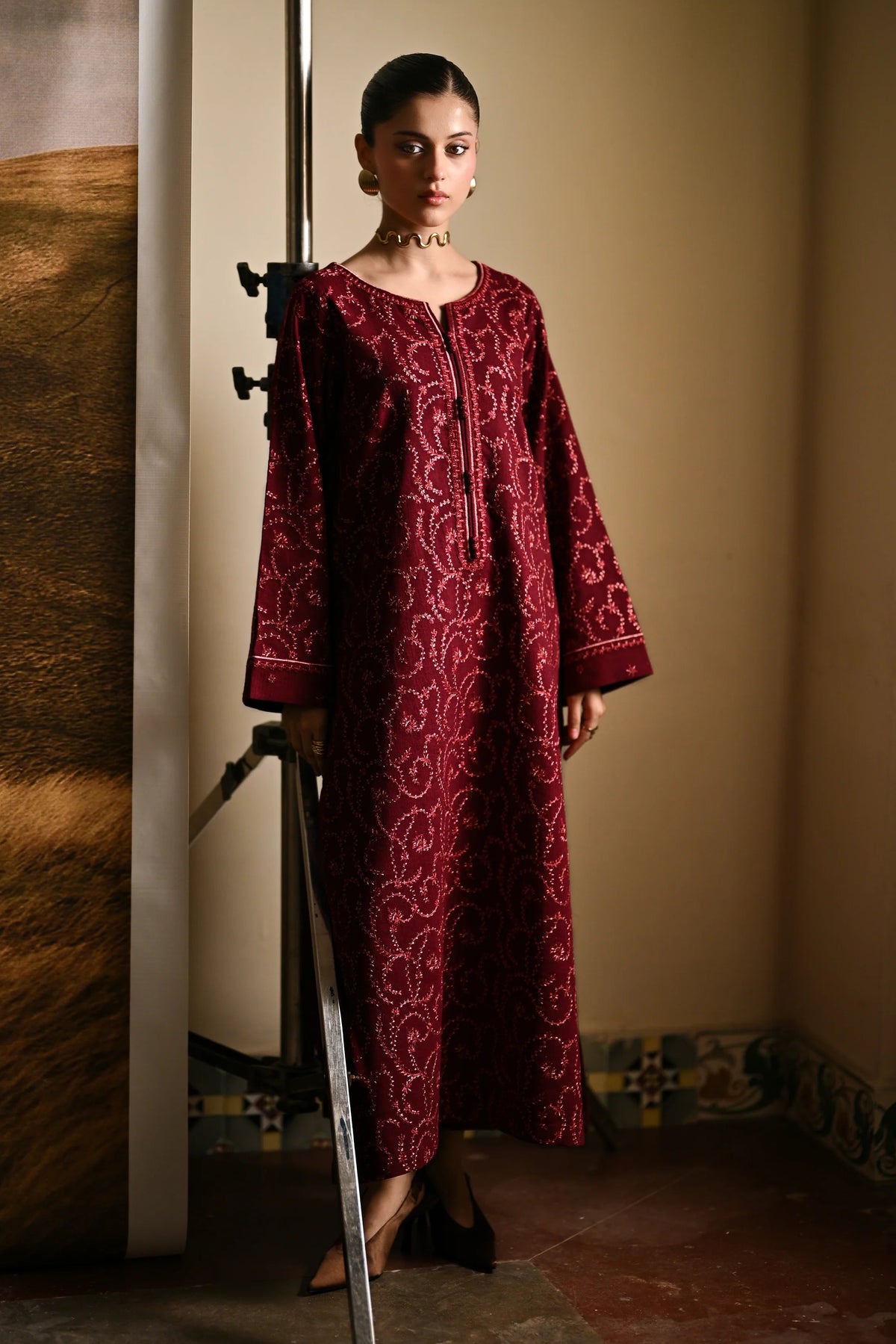 BATIK - 2PC DHANAK EMBROIDERED SHIRT WITH TROUSER - HZG2616