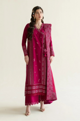 ZAIB - 3PC LAWN EMBROIDERED SHIRT WITH KHADDI NET EMBROIDERED DUPATTA AND TROUSER - HZG2745