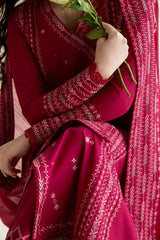 ZAIB - 3PC LAWN EMBROIDERED SHIRT WITH KHADDI NET EMBROIDERED DUPATTA AND TROUSER - HZG2745