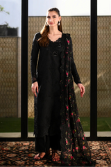 ZAIB - 3PC LAWN CHIKANKAARI EMBROIDERED SHIRT WITH CHIFFON PRINTED DUPATTA AND TROUSER - HZG2963