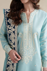 ZAIB - 3PC LAWN EMBROIDERED SHIRT WITH CHIFFON EMBROIDERED DUPATTA AND TROUSER - HZG3052