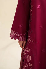 ZAIB - 3PC LAWN CHIKANKAARI EMBROIDERED SHIRT WITH CHIFFON EMBROIDERED DUPATTA AND TROUSER - HZG3046