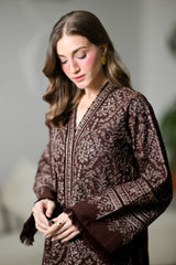 ZAIB - 3PC DHANAK EMBROIDERED SHIRT DHANAK EMBROIDERED SHAWL AND TROUSER - HZG3118