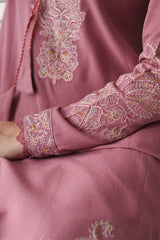 ASIM JOFA - 3PC DHANAK EMBROIDERED SHIRT WITH DHANAK EMBROIDERED SHAWL AND TROUSER - HZG2391