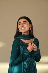 ZAIB - 3PC LAWN EMBROIDERED SHIRT WITH CHIFFON EMBROIDERED DUPATTA AND TROUSER - HZG2641
