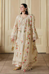 MARYAM HUSSAIN - 3PC LAWN EMBROIDERED SHIRT WITH KHADDI NET EMBROIDERED DUPATTA AND TROUSER - HZG3026