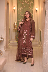 ANEELAS - 3PC LAWN EMBROIDERED SHIRT WITH CHIFFON EMBROIDERED DUPATTA AND TROUSER - HZG2838