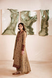 FLORENT - 3PC DHANAK EMBROIDERED SHIRT WITH DHANAK EMBROIDERED SHAWL AND TROUSER - HZG2007