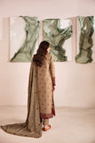 FLORENT - 3PC DHANAK EMBROIDERED SHIRT WITH DHANAK EMBROIDERED SHAWL AND TROUSER - HZG2007