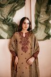 FLORENT - 3PC DHANAK EMBROIDERED SHIRT WITH DHANAK EMBROIDERED SHAWL AND TROUSER - HZG2007