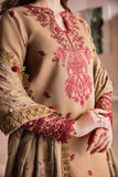 FLORENT - 3PC DHANAK EMBROIDERED SHIRT WITH DHANAK EMBROIDERED SHAWL AND TROUSER - HZG2007