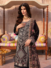 MAHNUR - 3PC LAWN LASERWORK EMBROIDERED SHIRT WITH CHIFFON PRINTED DUPATTA AND TROUSER - HZG2750