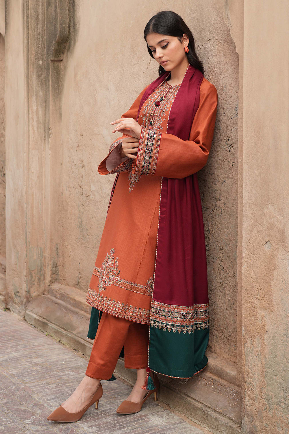 JAZMIN - 3PC LAWN EMBROIDERED SHIRT WITH MANAAR PRINTED DUPATTA AND TROUSER - HZG2103