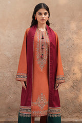 JAZMIN - 3PC LAWN EMBROIDERED SHIRT WITH MANAAR PRINTED DUPATTA AND TROUSER - HZG2103