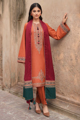 JAZMIN - 3PC LAWN EMBROIDERED SHIRT WITH MANAAR PRINTED DUPATTA AND TROUSER - HZG2103