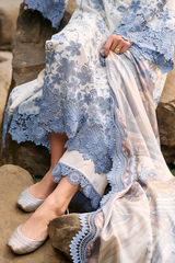 IMAGE - 3PC DHANAK EMBROIDERED SHIRT WITH TWILL PRINTED SHAWL AND TROUSER - HZG2366