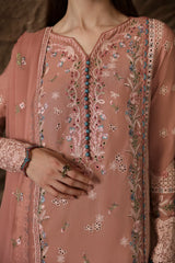 QALAMKAR - 3PC LAWN EMBROIDERED SHIRT WITH KHADI NET EMBROIDERED DUPATTA AND TROUSER - HZG2713