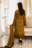 LIBAAS - 3PC DHANAK EMBROIDERED SHIRT WITH DHANAK EMBROIDERED SHAWL AND TROUSER - HZG2004